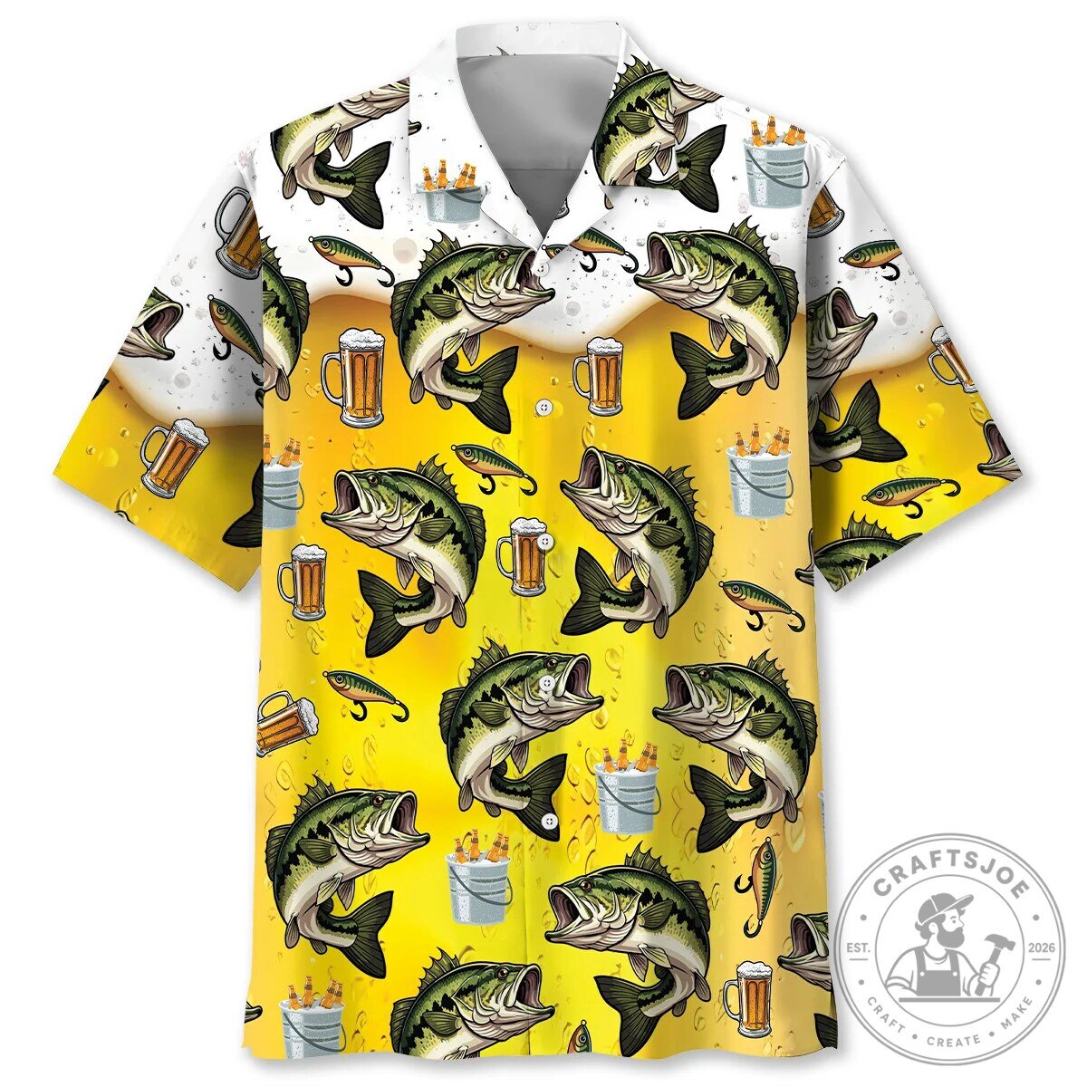 TJ Bass Fishing and Beer Hawaiian Shirt for Men